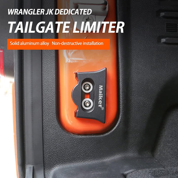 MAIKER Aluminum Tailgate Stopper limiter Anti-Abnormal Noise Reduces Tailgate Sinking Compatible with 2007-2020 Jeep Wrangler JK JL