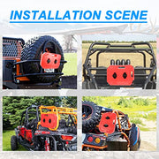 Soporte para latas de gas UTV ATV, paquete de 2, soporte de montaje de aceite, soporte para latas de tanque de combustible rojo de 10 l, barra antivuelco de 1,75 a 2 pulgadas, compatible con Polaris RZR Pioneer Yamaha Can Am Maverick X3