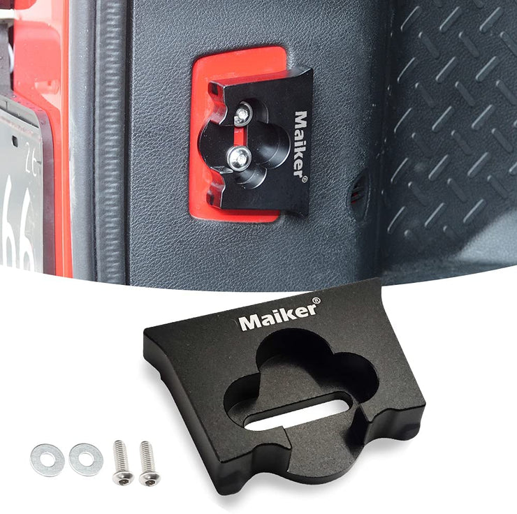 MAIKER Limitador de tapón de puerta trasera de aluminio, antiruido anormal, reduce el hundimiento de la puerta trasera, compatible con Jeep Wrangler JK JL 2007-2020 