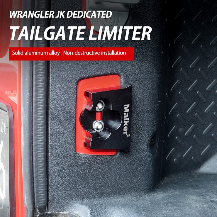 MAIKER Limitador de tapón de puerta trasera de aluminio, antiruido anormal, reduce el hundimiento de la puerta trasera, compatible con Jeep Wrangler JK JL 2007-2020 