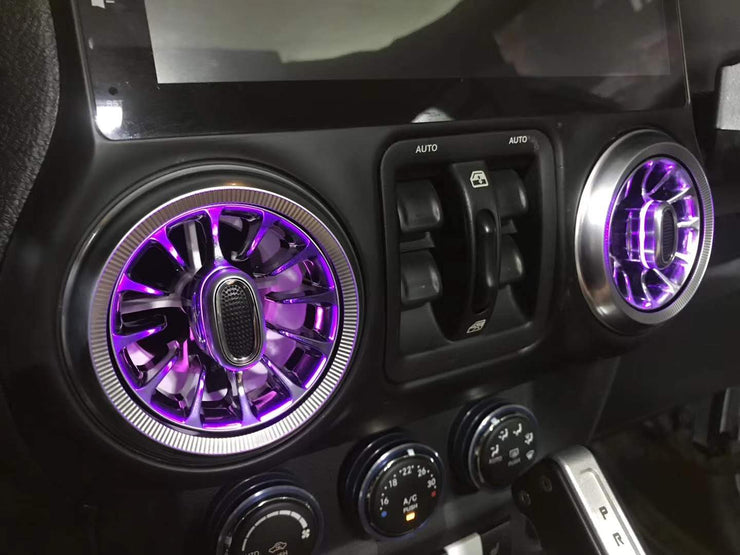 MAIKER 4x purificador de ventilación de aire acondicionado Turbo iluminado con LED para Jeep Wrangler JK 2011-2017