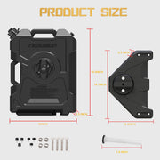 Door Hinge Gasoline Container and Mount Set - 2.5 Gallon/9L Gas Pack and Bracket Fuel Tank with Snap-in Spout Backup Petrol Water Storage Can Portable Compatible with Wrangler JK JL JT Black(1 Container&1 Mount )